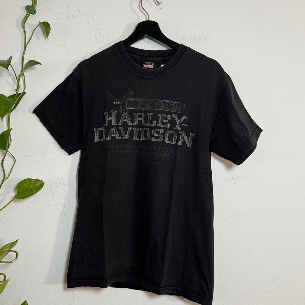 Harley-Davidson Black Cotton Graphic Tee - Medium